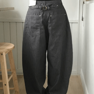 Pinstripe Wide Denim Pants