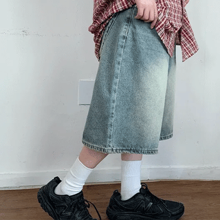 Ohin Vintage Washed Denim Bermuda Pants
