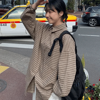 Tiomi Vintage Check Boxy Overshirt