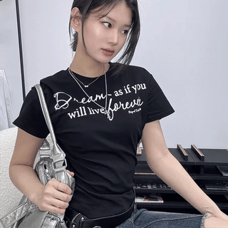 strawberry lettering T-shirt