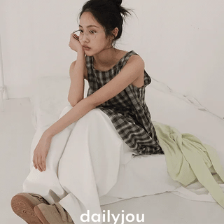 Melissa Layered Shirred Check Dress