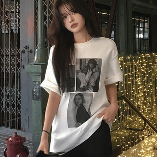 Peach Fleece-lined Women's Short Sleeve T-shirt