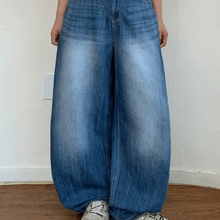 Kokans Summer Washed Denim Wide Pants