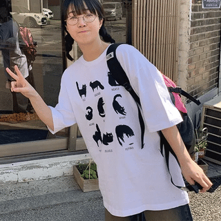 Donnay Cat Print Oversized Short Sleeve Tee