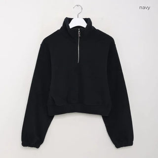 Fleece cropped half-zip pullover