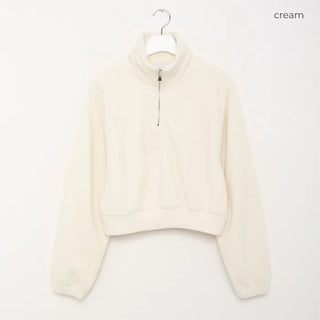 Fleece cropped half-zip pullover