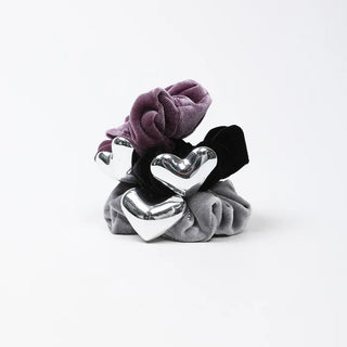 Velvet heart hair tie