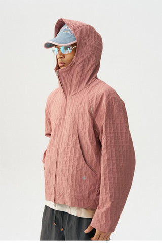 [Monterest] Textured Plaid Hooded Jacket