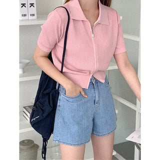 2-Way Ribbed Zip-Up Knit