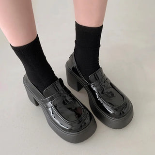 0493 Platform Loafers with Heels (2 colors)