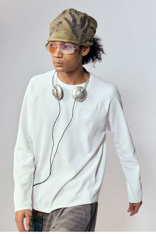 [Monterest] Waffle Knit Drop Shoulder Long Sleeve Tee