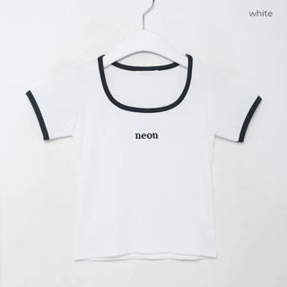 neon ribbed slim T-shirt