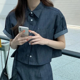 Benny Natural Denim Cropped Shirt