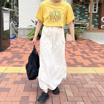 Side-shirred nylon skirt