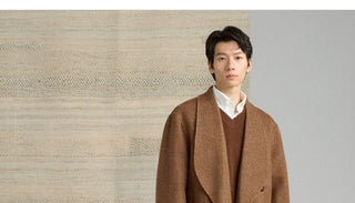 [CULTUM] Shawl Collar Belted Long Wool Coat