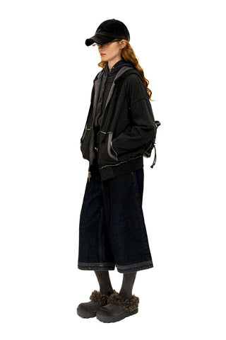 [Moromoro2] Frayed Waistband Wide Leg Jeans