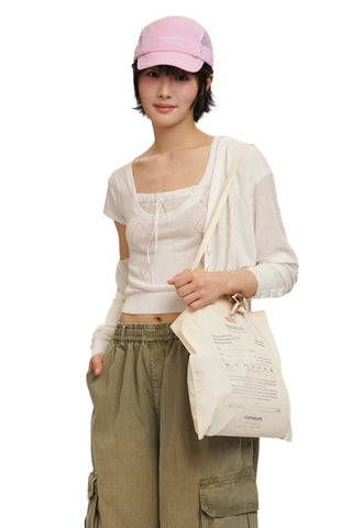 [Moromoro2] Tencel Linen Blend Lace Trim V-Neck  Cardigan