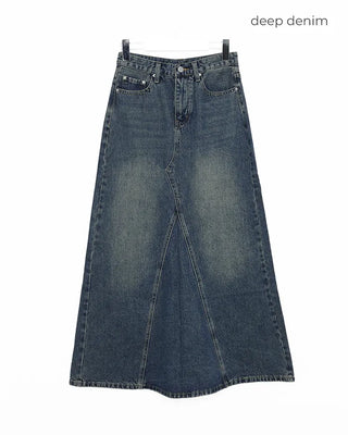 Maxi Slit Denim Long Skirt