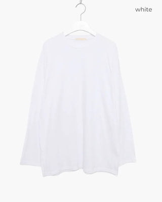 Plain slit long-sleeved T-shirt