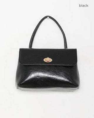 One-button leather handbag