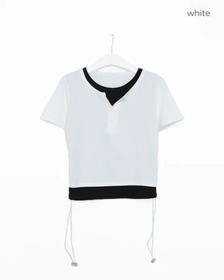 Layered Henley Neck T-Shirt