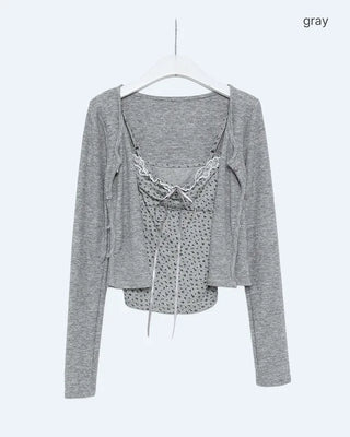 Flower camisole & cardigan set