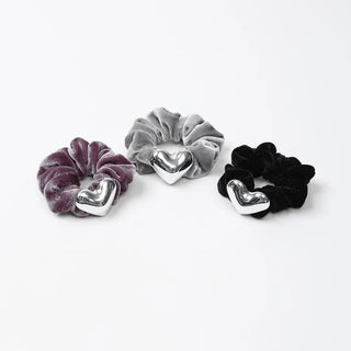 Velvet heart hair tie