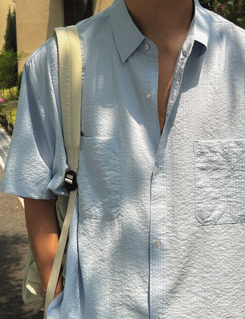 [SLOWER] Tencel Striped Short Sleeve Shirt (3 colors)