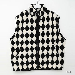 Checkered fleece vest