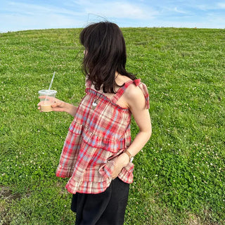 Checked camisole blouse