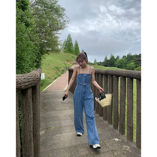 Denim bustier jumpsuit