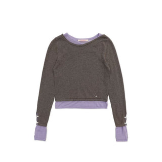 [Moromoro2] Asymmetric Collar Layered Knit  Sweater