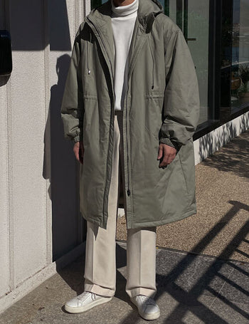 Light Hooded Long Padded Field Jacket (3 colors)
