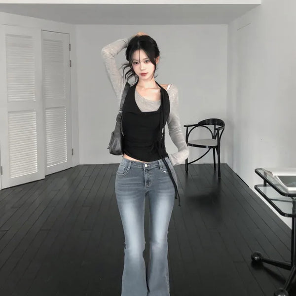 (3 colors) Washed Bootcut Denim Pants