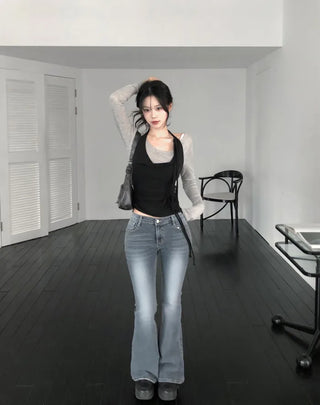 (3 colors) Washed Bootcut Denim Pants