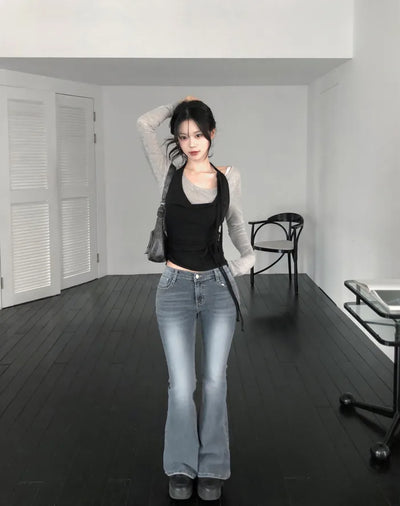 (3 colors) Washed Bootcut Denim Pants