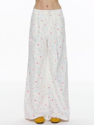 [NECY] Heart Cat Printed Wide Pants