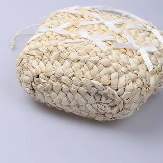 Ribbon Rattan Tote Bag