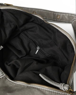 Washed faux leather shoulder bag