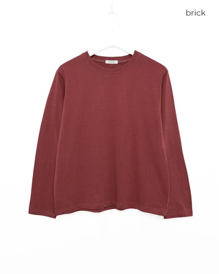 Simple round neck collar long-sleeve T-shirt
