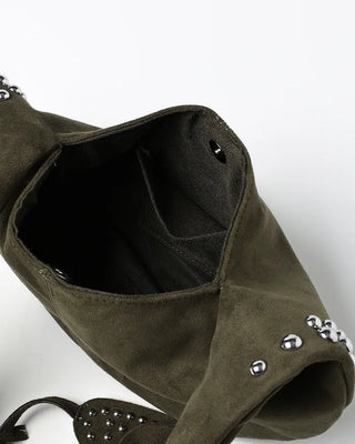 Suede studded shoulder bag