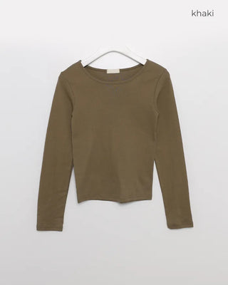 Round simple long-sleeved T-shirt