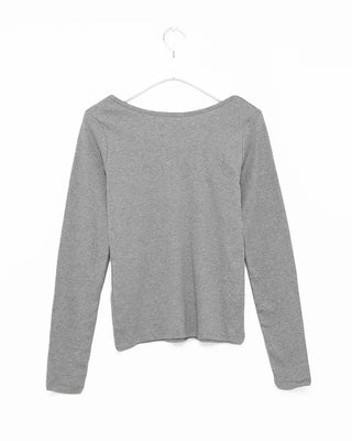 Jewel neck simple long T-shirt