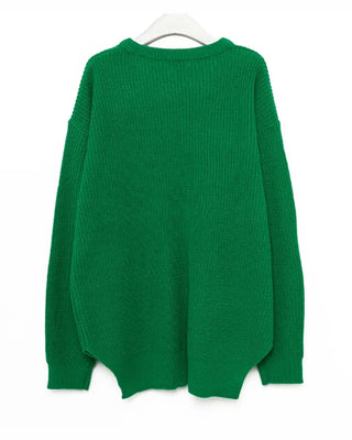 Crew neck slit knit