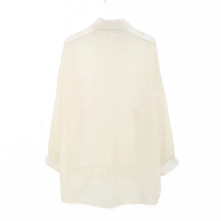 Drop-shoulder sheer shirt
