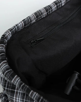 Multi-pocket check backpack