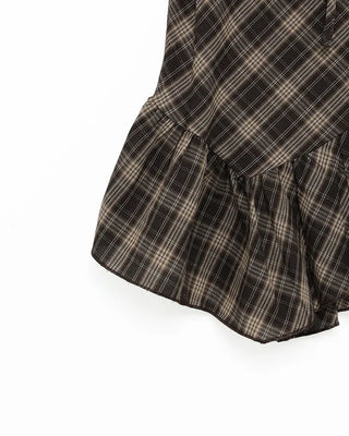 Checkered ribbon asymmetrical dress