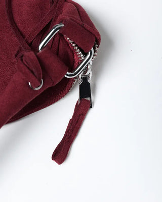 Frilled fringe suede hobo bag