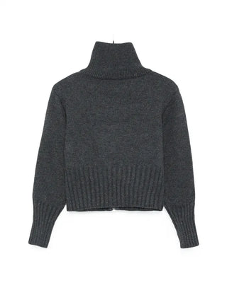 Double-zip ribbed knit top