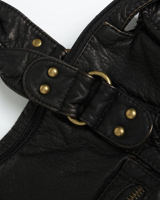 Cable Line Leather Square Boston Bag
